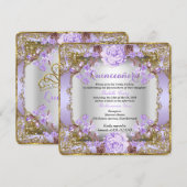  land van Quinceanera - Floral Lavender Paars Kaart (Voorkant / Achterkant)