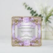  land van Quinceanera - Floral Lavender Paars Kaart (Staand voorkant)