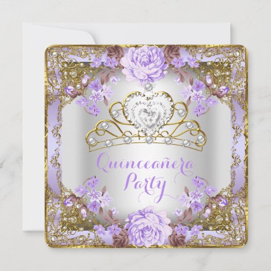  land van Quinceanera - Floral Lavender Paars Kaart (Achterkant)