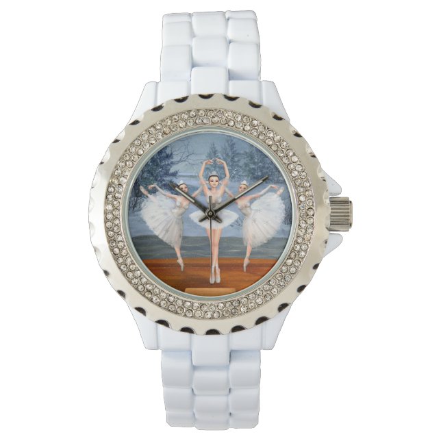Land van sneeuwdanserende ballerinas horloge (Voorkant)