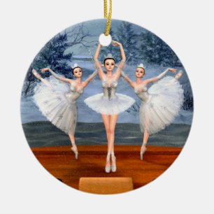 Land van sneeuwdanserende ballerinas keramisch ornament