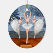 Land van sneeuwdanserende ballerinas keramisch ornament (Links)