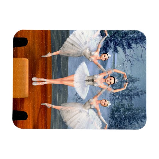 Land van sneeuwdanserende ballerinas magneet (Horizontaal)