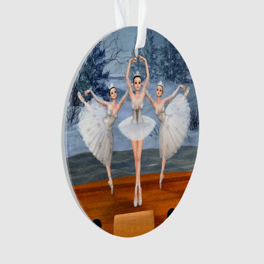 Land van sneeuwdanserende ballerinas ornament (voorkant)