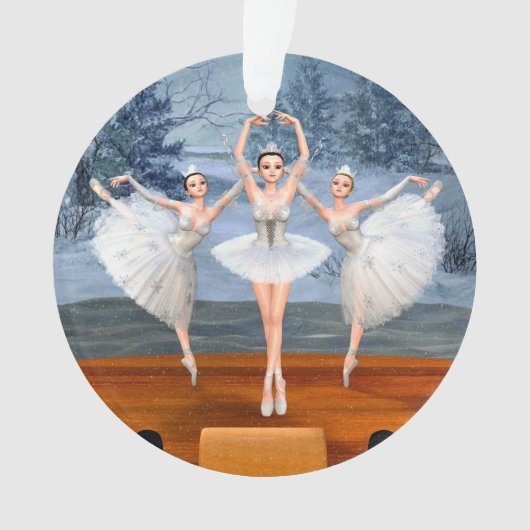 Land van sneeuwdanserende ballerinas ornament (voorkant)