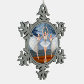 Land van sneeuwdanserende ballerinas tin sneeuwvlok ornament (Links)