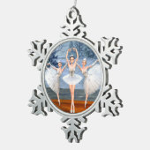 Land van sneeuwdanserende ballerinas tin sneeuwvlok ornament (Rechts)