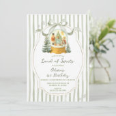 Land van Sweets Notenkraker Groen Winter Verjaarda Kaart (Staand voorkant)
