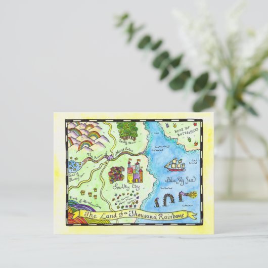 Land van Thousand Rainbows Postcard Briefkaart (Staand voorkant)
