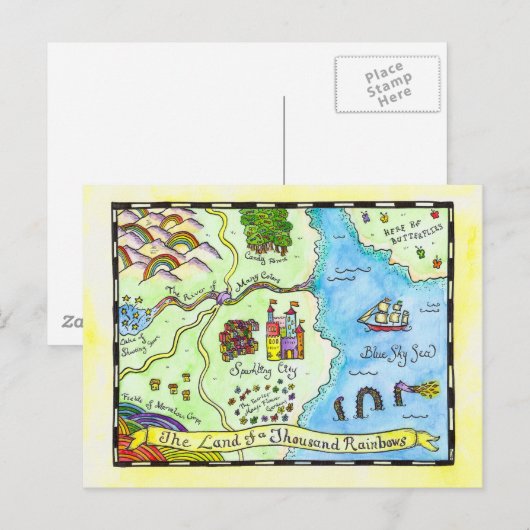 Land van Thousand Rainbows Postcard Briefkaart (Voorkant / Achterkant)