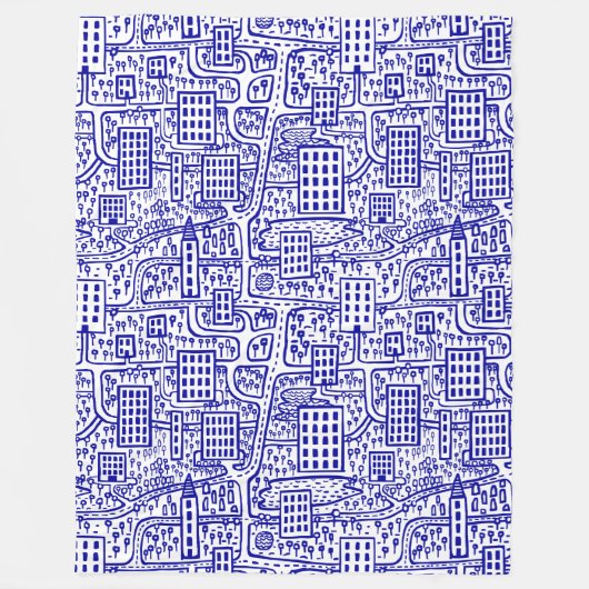 Land van torens - marineblauw op wit fleece deken (Voorkant)
