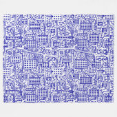 Land van torens - marineblauw op wit fleece deken (Voorkant (Horizontaal))