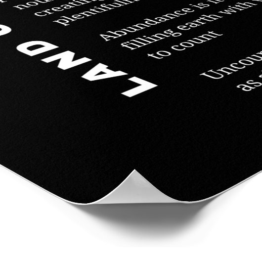 Land van veel aanmoediging gedicht muurpost poster (Hoek)