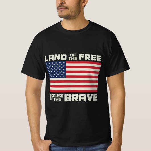 Land van Vrij Amerika Vlag 4th Juli Feesten T-shirt (Voorkant)