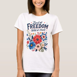 Land van Vrijheid Bloemige Patriottische Grafische T-shirt