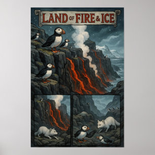 Land van Vuur & IJs - Puffins, Lava & Arctic Fox Poster