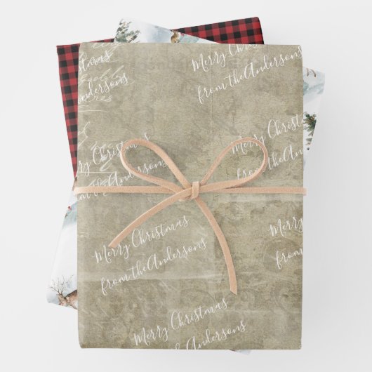 Land van Waterverf Rustic Woodland met naam Inpakpapier Vel (In situ)