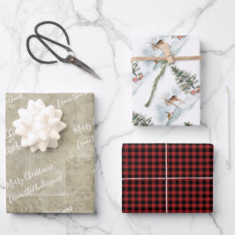 Land van Waterverf Rustic Woodland met naam Inpakpapier Vel