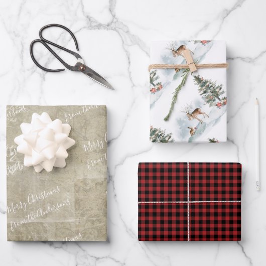 Land van Waterverf Rustic Woodland met naam Inpakpapier Vel (Voorkant)