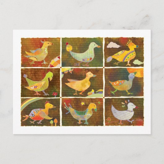 Land van Whimsical Birds Briefkaart (Voorkant)