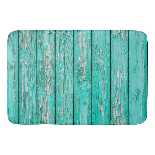Land  vervormd oud blauw groen hout badmat (Voorkant)