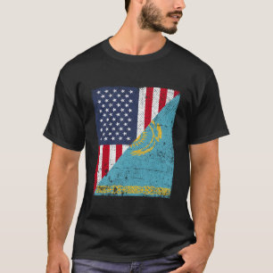 Land Vlag Half Verenigde Staten Half Kazachstan T-shirt