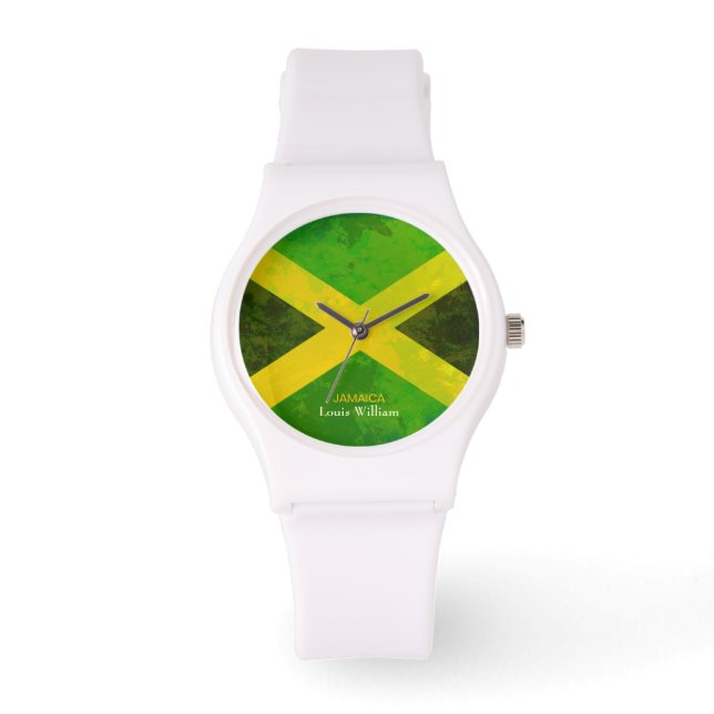 Land Vlag Jamaica Rasta Naam Horloge (Voorkant)