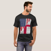 Land Vlag Ontwerp Half USA Half Engeland T-shirt (Voorkant volledig)