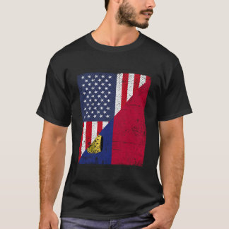 Land Vlag Ontwerp - Half VS Half Liechtenstein T-shirt