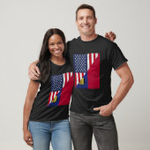 Land Vlag Ontwerp - Half VS Half Liechtenstein T-shirt (Unisex)