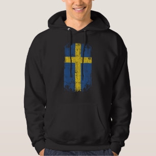 Land Vlag Souvenir Grunge Vlag Zweden Hoodie