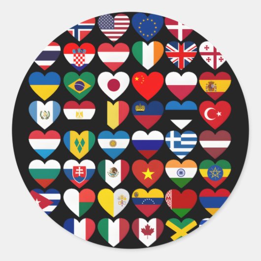 Land vlaggen van de wereld ronde sticker (Voorkant)