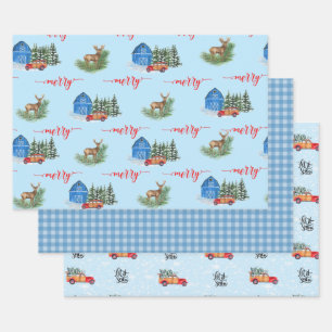 Land  Vrachtwagen, Barn, Deer & Buffalo Plays Inpakpapier Vel