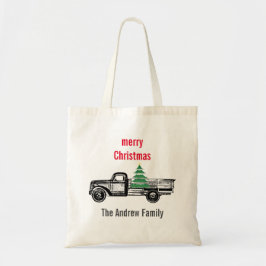 Land  Vrachtwagen Vrolijke Kerstboom Tote Bag