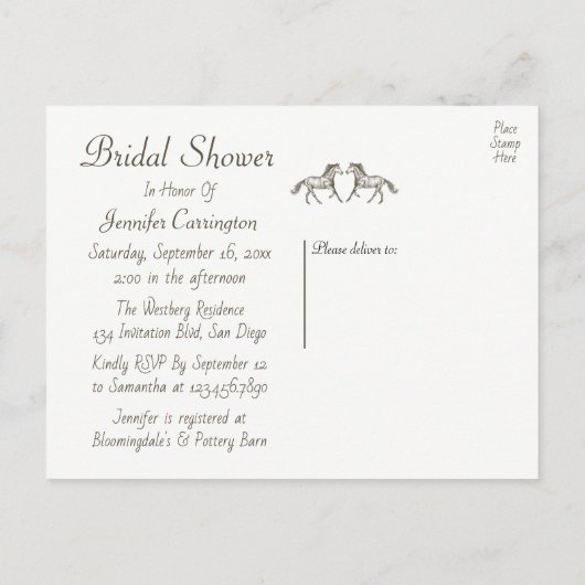 Land Vrijgezellenfeest Paardenbruine bruiloft Rust Uitnodiging Briefkaart (Achterkant)