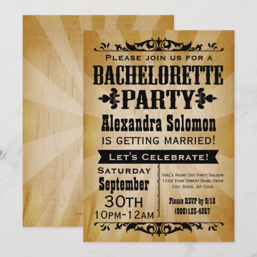  land vrijgezellenfeest uitnodiging (Voorkant / Achterkant)