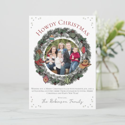 Land Vrolijk Kerstfeest Familie Kerstmis Feestdagenkaart (Staand voorkant)