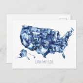 Land waar ik van hou - Verenigde Staten Map Briefkaart (Voorkant / Achterkant)