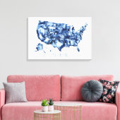 Land waar ik van hou - Verenigde Staten Map Canvas Afdruk (Insitu (Woonkamer))