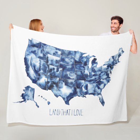 Land waar ik van hou - Verenigde Staten Map Fleece Deken (In situ)