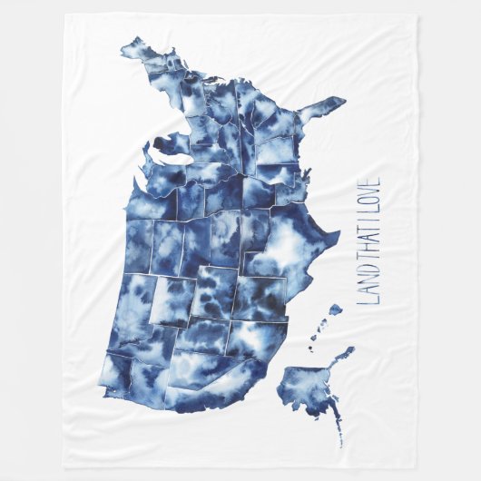 Land waar ik van hou - Verenigde Staten Map Fleece Deken (Voorkant)