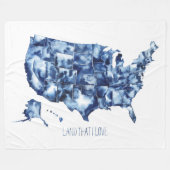 Land waar ik van hou - Verenigde Staten Map Fleece Deken (Voorkant (Horizontaal))