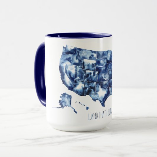 Land waar ik van hou - Verenigde Staten Map Mok (Voorkant links)