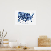 Land waar ik van hou - Verenigde Staten Map Poster (Keuken)