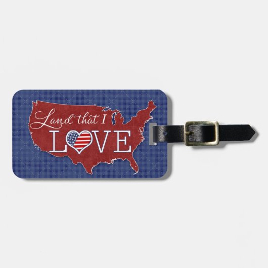 Land waar ik van hou - VS hart en vlag Bagagelabel (Voorkant horizontaal)