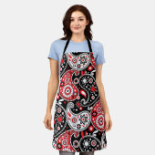 Land waar Keukenpaisley Western Rood Zwart Schort (Gedragen)