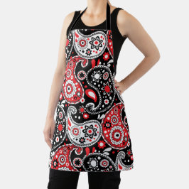 Land waar Keukenpaisley Western Rood Zwart Schort