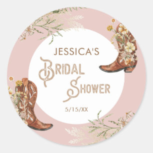 Land Waterverf Bloemenlaarzen Vrijgezellenfeest Ronde Sticker