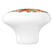 Land Waterverf Chicken Rooster Floral Bouquet Keramische Knop (Zijkant)