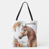 Land waterverf paard herfst boho naam tote bag (Achterkant)